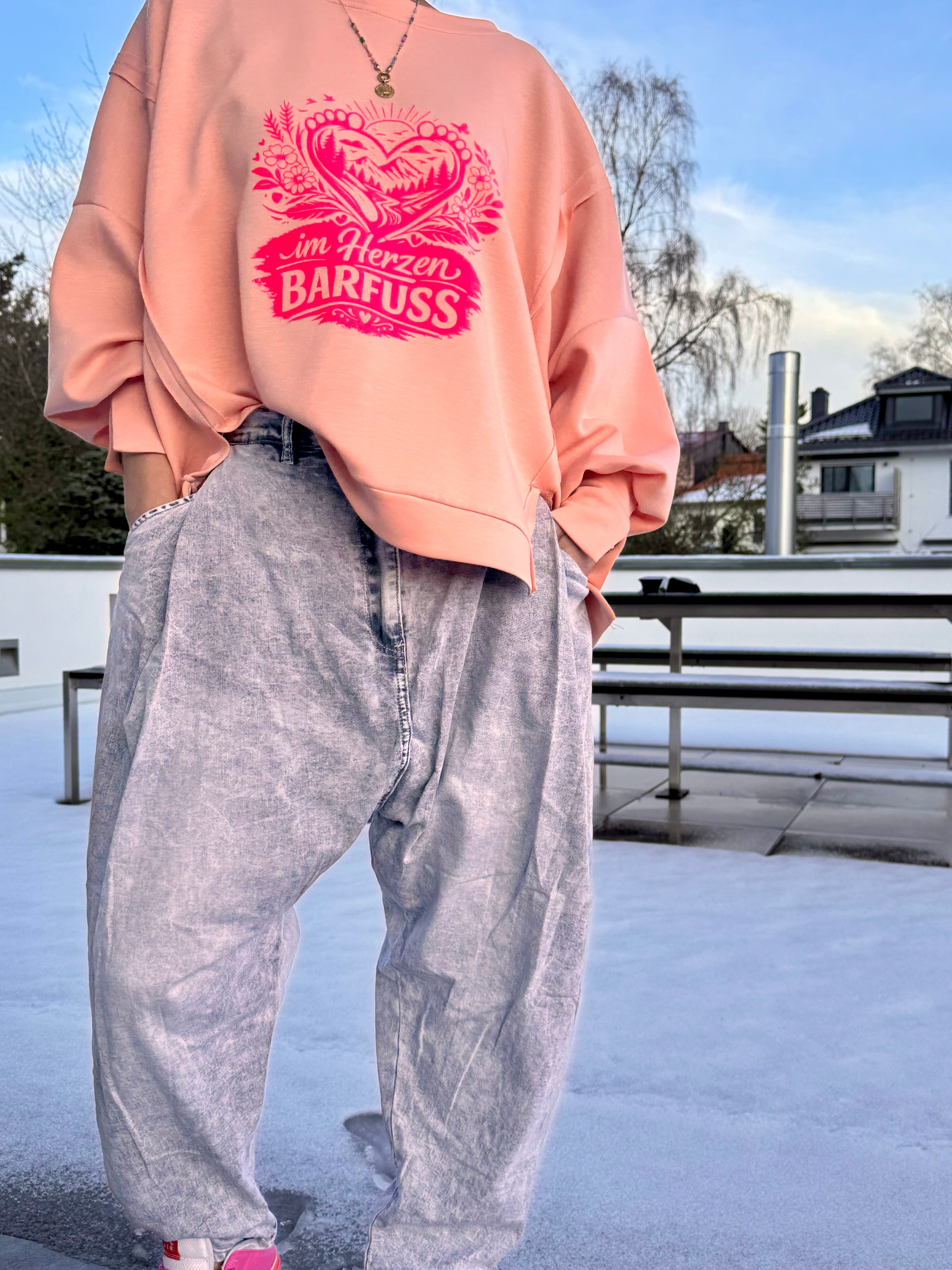 Wundervolles Sweatshirt Im Herzen barfuss