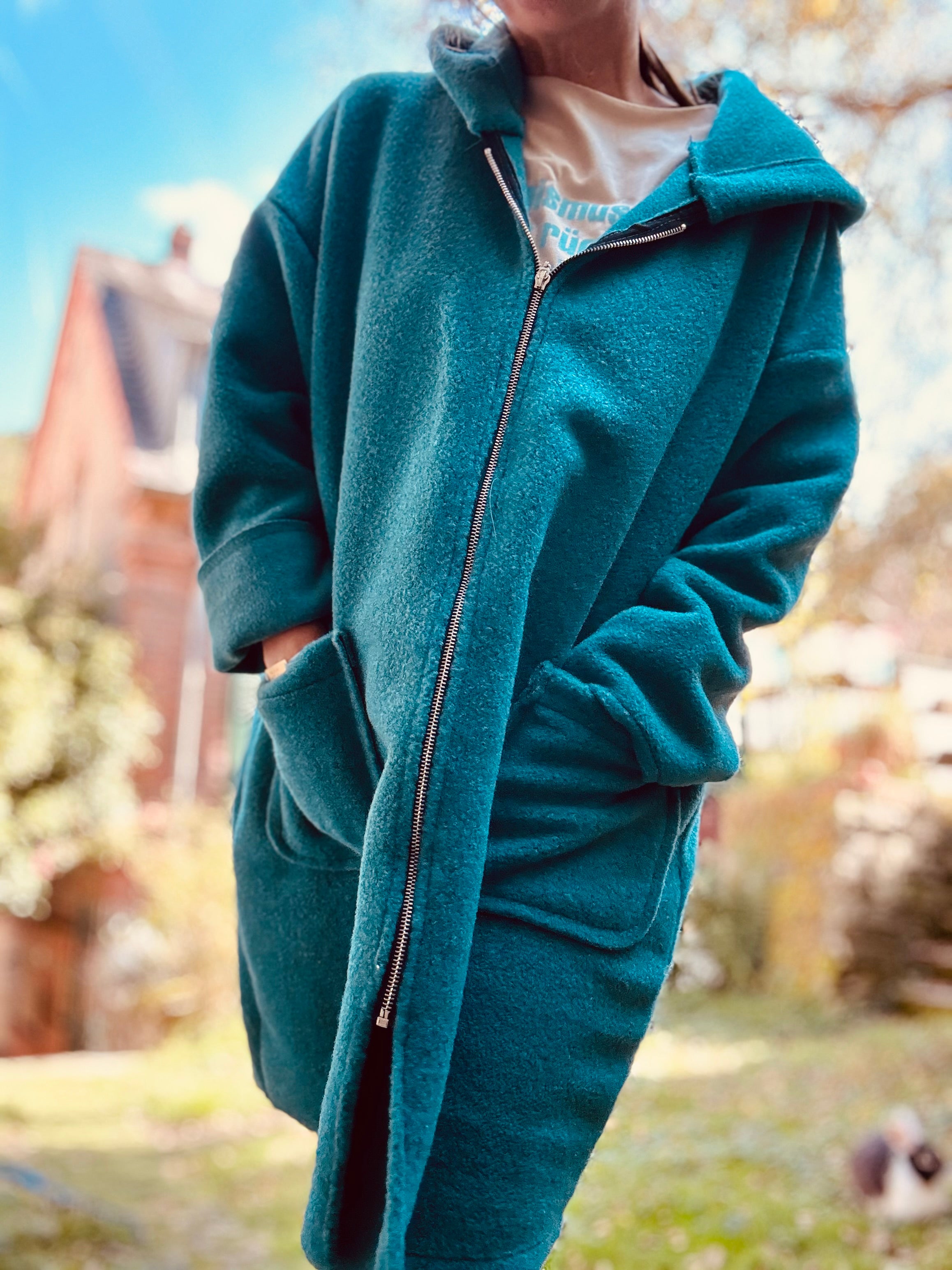 Mantel Jacke Kurzmantel petrol