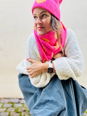 Dreieckstuch Herzen orange & pink